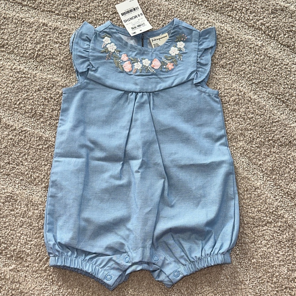 First Impressions Blue Floral Bodysuit